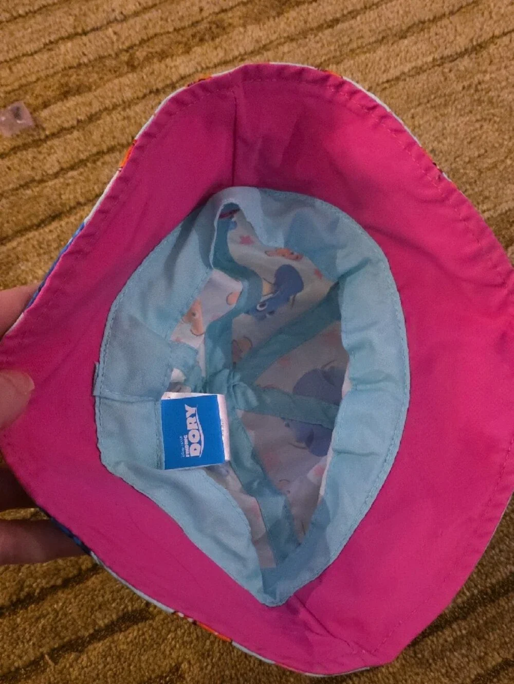 Pixar Disney Toddler Bucket Hat with Finding Dory  Blue & Pink Fish Characters